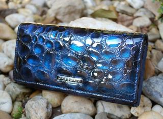 Dámska modrá fialová peňaženka lakovaná GREGORIO kovové zapínanie