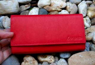 Dámska peňaženka červená koža matná nit Loranzo