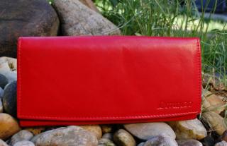 Dámska peňaženka červená koža matná zipsy Loranzo