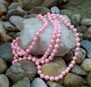 Náhrdelník perly ružové dlhý