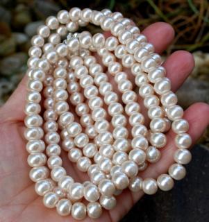 Náhrdelník perly smotanové trojradové