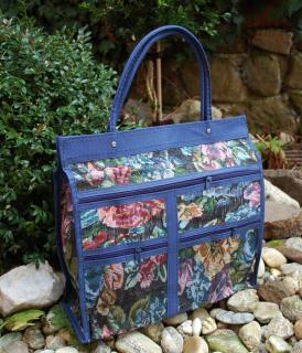 Nákupná taška modrá kvetinový vzor