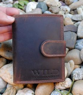 Pánska hnedá kožená peňaženka pracka vysoká WILD