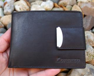 Pánska peňaženka čierna koža pracka strieborné kovanie Loranzo