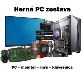 Hráčsky PC AMD Ryzen 5600G + 24  LCD, 16GB RAM, 256GB NVMe SSD, 1TB HDD