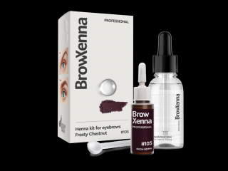 Brow Xenna henna na obočie – fľaštička 10 ml Barvy: Frosty Chestnut č. 105 + Hyaluronic Base