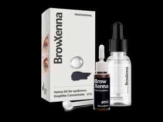 Brow Xenna henna na obočie – fľaštička 10 ml Barvy: Graphite Concentrate + Hyaluronic base