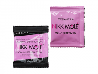 Nikk Mole farba na obočie vrecko 5 ml + oxidant 5 ml Barva: Blue Black