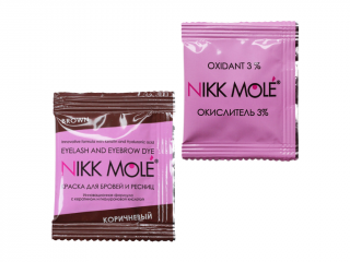 Nikk Mole farba na obočie vrecko 5 ml + oxidant 5 ml Barva: Brown