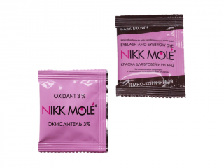 Nikk Mole farba na obočie vrecko 5 ml + oxidant 5 ml Barva: Dark Brown