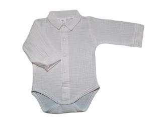 GAJI / Košieľka - body s dlhým rukávom 56-104 - biela