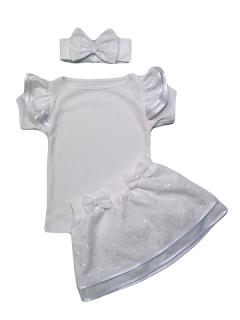 GAJI / Súprava letná suknička, čelenka, tričko - biela (suknička, čelenka, tričko)