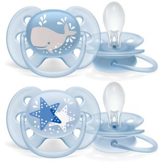 Cumlík Philips Avent ultrasoft 6-18m. chlapec. veľryba 2ks SCF223/03