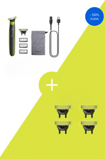 Výhodné balenie Philips OneBlade 360 na tvár QP2724/31 s 50% zľavou + výmenné čepeľe Philips OneBlade QP440/50