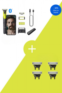 Výhodné balenie Philips OneBlade Alpha 360 na tvár a telo QP4631/65 + výmenné čepele Philips OneBlade QP440/50 s 30% zľavou