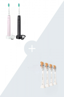 Výhodné balenie sonickej kefky 1+1 Philips Sonicare 3100 HX3675/15 základný model + náhradné hlavice Philips Sonicare Prestige HX9094/10, 4 ks s 30%…