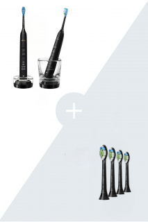 Výhodné balenie sonickej kefky 1+1 Philips Sonicare DiamondClean 9000 Black HX9914/54 s aplikáciou + náhradné hlavice  Philips Sonicare Optimal White…