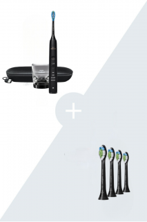 Výhodné balenie sonickej kefky Philips Sonicare DiamondClean novej generácie Black HX9911/09 + náhradné hlavice  Philips Sonicare Optimal White…