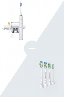 Výhodné balenie sonickej kefky Philips Sonicare DiamondClean Smart White HX9917/88 + náhradné hlavice  Philips Sonicare Optimal White HX6064/10, 4 ks…