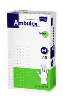 Ambulex latexové rukavice púdrované veľkosť M - 100 ks