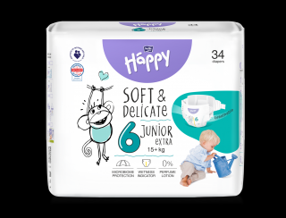 Detské plienky Bella Baby Happy Soft and Delicate Junior Extra - 34 ks