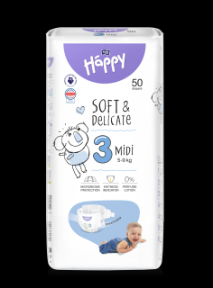 Detské plienky Bella Baby Happy Soft and Delicate Midi - 50 ks