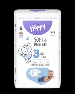 Detské plienky Bella Baby Happy Soft and Delicate Midi Big Pack - 70 ks