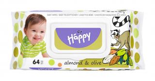 Vlhčené obrúsky Happy Mandle a olivy 64 ks