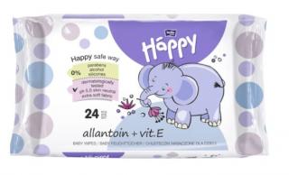 Vlhčené obrúsky Happy s alantoínom a vitamínom E - 24 ks