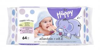 Vlhčené obrúsky Happy s alantoínom a vitamínom E 64 ks