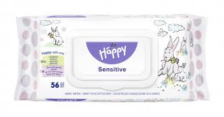 Vlhčené obrúsky Happy Sensitive 56 ks