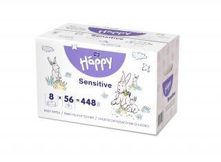 Vlhčené obrúsky Happy Sensitive 56 x 8 ks