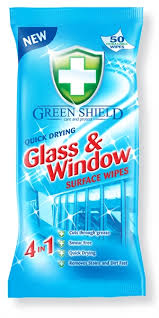 Vlhčené utierky na sklo  50 ks (Green shield glass window wipes 50 ks)