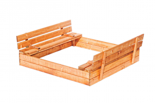 Drevené pieskovisko BEZO s lavičkami- zatváracie 120 cm- hnedé Farba pieskoviska: Hnedá