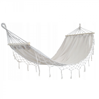 Hojdacia sieť so strapcami 200 x 100 cm béžová Farba: Béžová