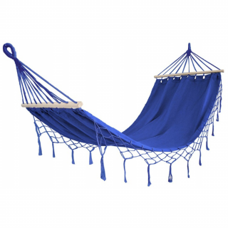 Tyrkysová hojdacia sieť so strapcami 200 x 100 cm Farba: Námornícka modrá