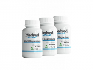 Medveď natural 3x Magnesium multi po 60 kapsúl (180 kapsúl spolu)