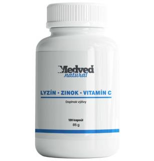 Medveď natural Lyzín - zinok - vitamín C 120 kapsúl