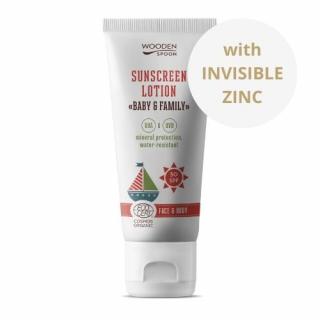 Opaľovacie telové mlieko v tube Baby & Family SPF 50 Wooden Spoon 100ml
