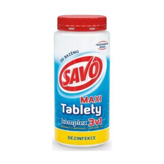 SAVO Bazén Tablety Komplex 3v1 MAXI, pre celosezónnu dezinfekciu a údržbu bazénovej vody (dezinfekcia, odstránenie rias, vločkovanie) 1,2kg