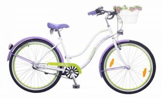 26  Mestský dámsky retro bicykel PICNIC 3-rýchlostný bielo-fialová (Dámsky bicykel s košíkom)