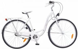 28  Mestský dámsky bicykel Ravenna 21-rýchlostný biela (Dámsky bicykel s nízkym nástupom a prehadzovačkou)