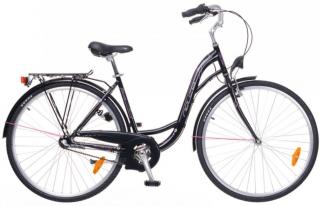 28  Mestský dámsky bicykel Ravenna 21-rýchlostný čierna (Dámsky bicykel s nízkym nástupom a prehadzovačkou)