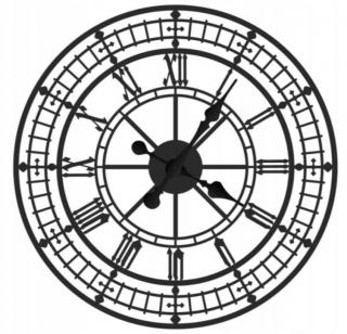 Kovové hodiny na stenu London 60 cm (Moderné nástenné hodiny s rímskymi číslami)