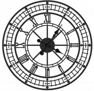 Kovové hodiny na stenu London 70 cm (Moderné nástenné hodiny s rímskymi číslami)