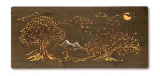 Led obraz Tri stromy na batériu (Podsvietený obraz na stenu 110x50 cm)