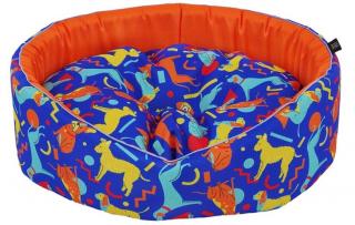 Prateľný pelech pre psa Abstract Dogs Blue XS/S/M (Farebné oválne pelechy pre psov)