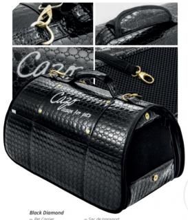 Prepravná taška pre mačky a psov Black Diamond 50×27×26 cm (Luxusná cestovná látková prepravka pre mačku alebo malého psa)