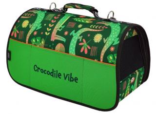 Skladacia taška pre mačky a psov Abstract Crocodile green 50×27×26 cm (Cestovná látková prepravka pre mačku alebo malého psa)