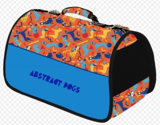 Skladacia taška pre mačky a psov Abstract Dogs Orange 50×27×26 cm (Cestovná látková prepravka pre mačku alebo malého psa)